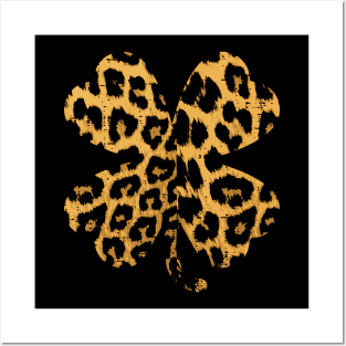 Cheetah Leopard Print Shamrock St Patricks Day Posters and Art